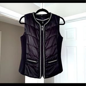 WHBM Limited Edition Black Silk Insulated Vest